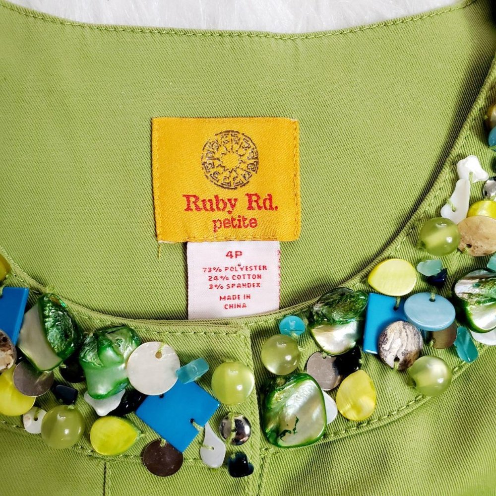 Ruby Rd Petite Womens Green Jacket - image 4